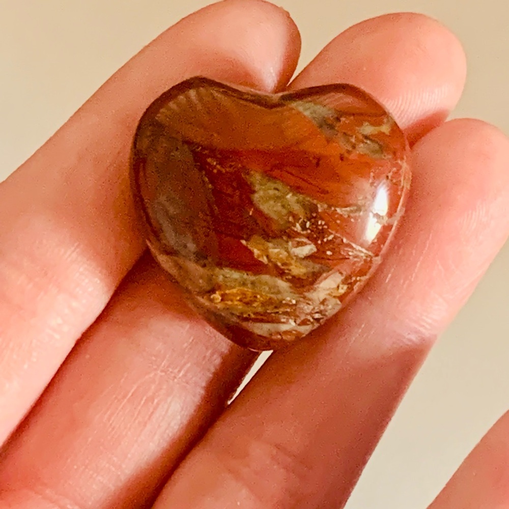 Heart Shaped Rare Brecciated Red Jasper / Poppy Jasper Meditation Palm Stone
